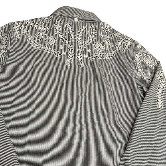 Rag & Bone Stripe Sahara Blue Embroidered Button Down Shirt Size S - Picture 6 of 9